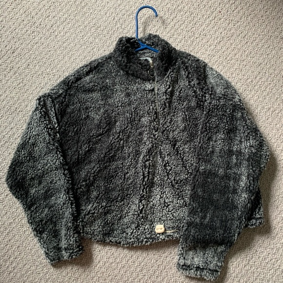 Cropped half zip teddy sweater - Picture 1 of 4